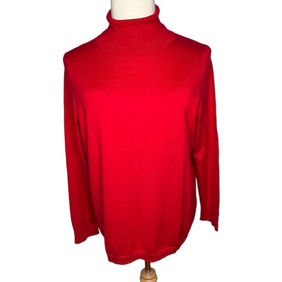 Talbots Plus women's Christmas red turtleneck pullover sweater long sleeve 2X - Picture 1 of 8